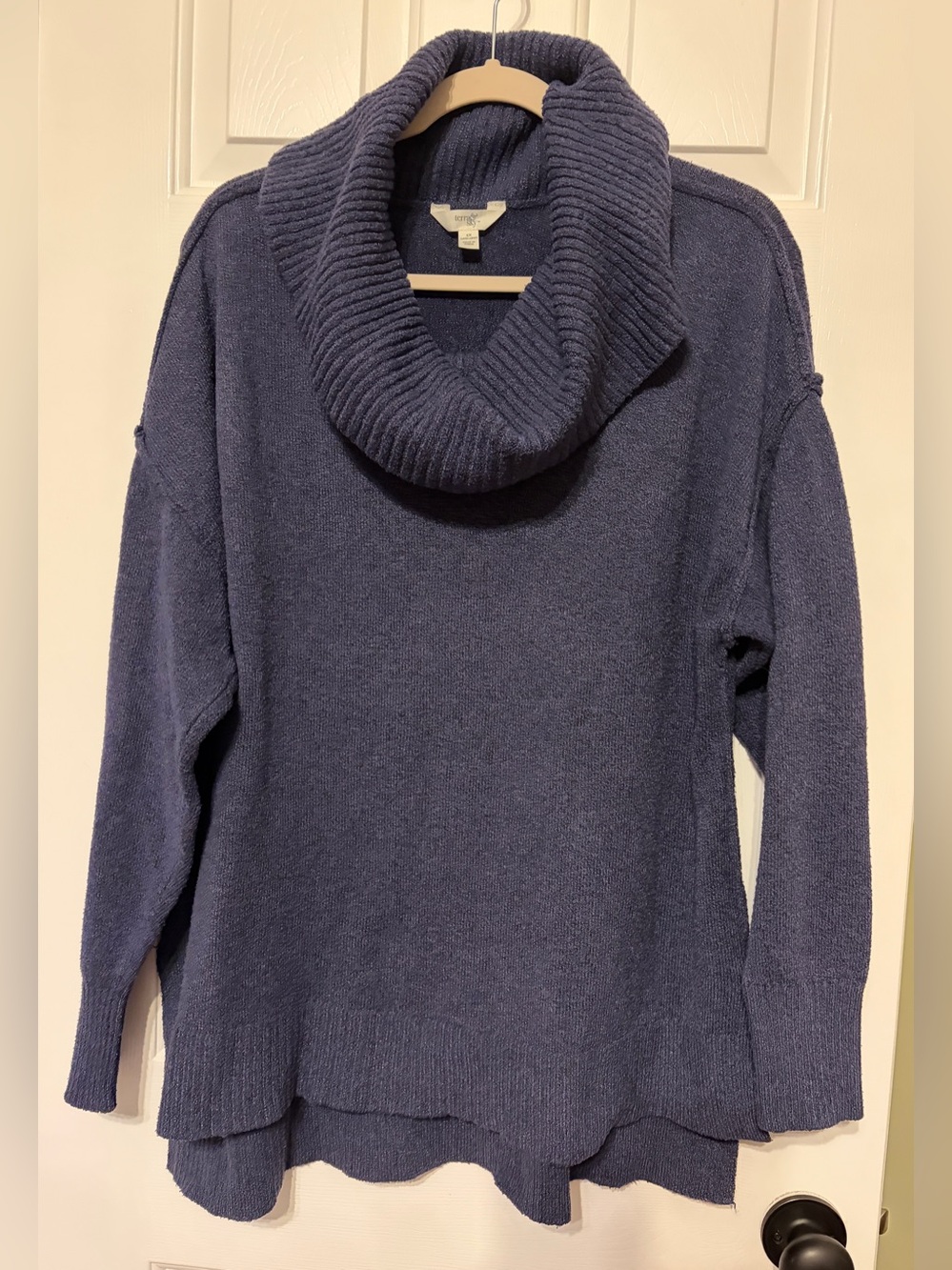 Terra & Sky Cozy Dusty Blue Cowl-Neck Tunic Sweater Size 1X